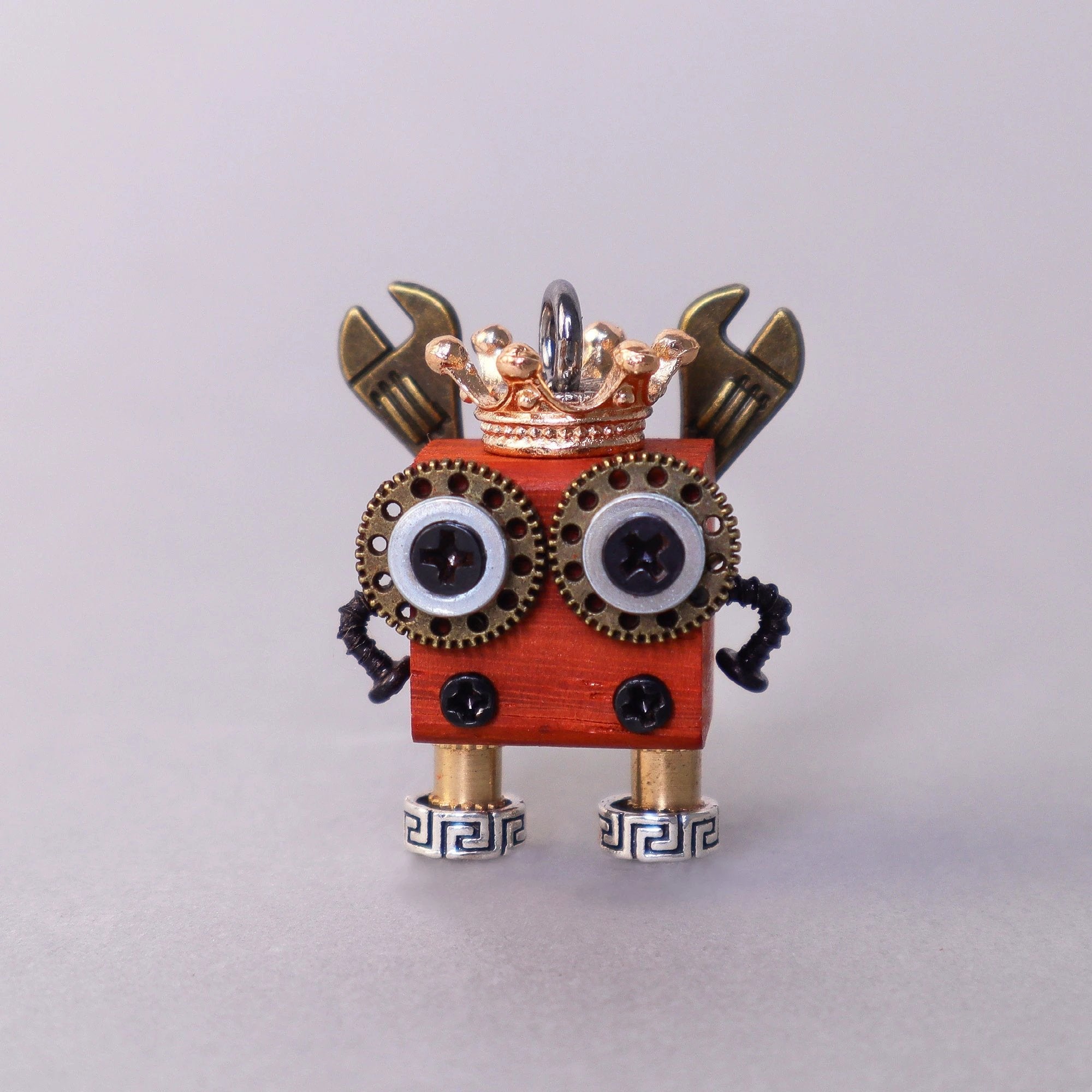 Handcrafted Wooden Bot Necklace, Keychain, or Mini Decor by Kitsville