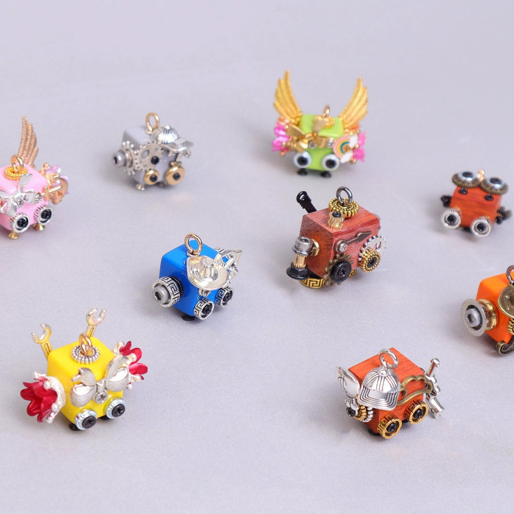 Handcrafted Wooden Bot Necklace, Keychain, or Mini Decor by Kitsville