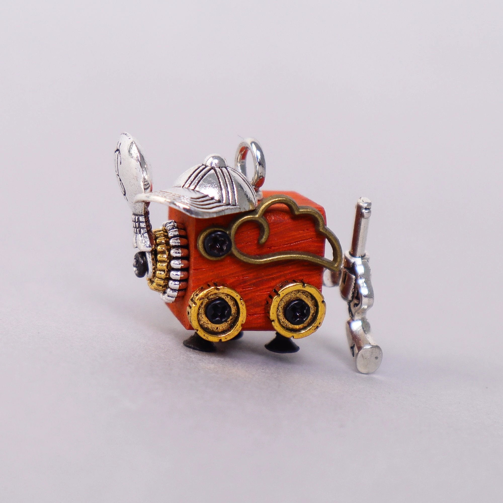 Handcrafted Wooden Bot Necklace, Keychain, or Mini Decor by Kitsville