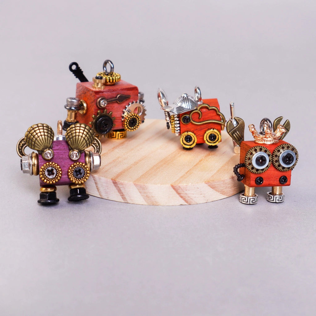 Handcrafted Wooden Bot Necklace, Keychain, or Mini Decor by Kitsville