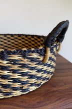 Handled Tray - Natural and Black Checkered La Vie Bien Handled Tray - Natural and Black Checkered