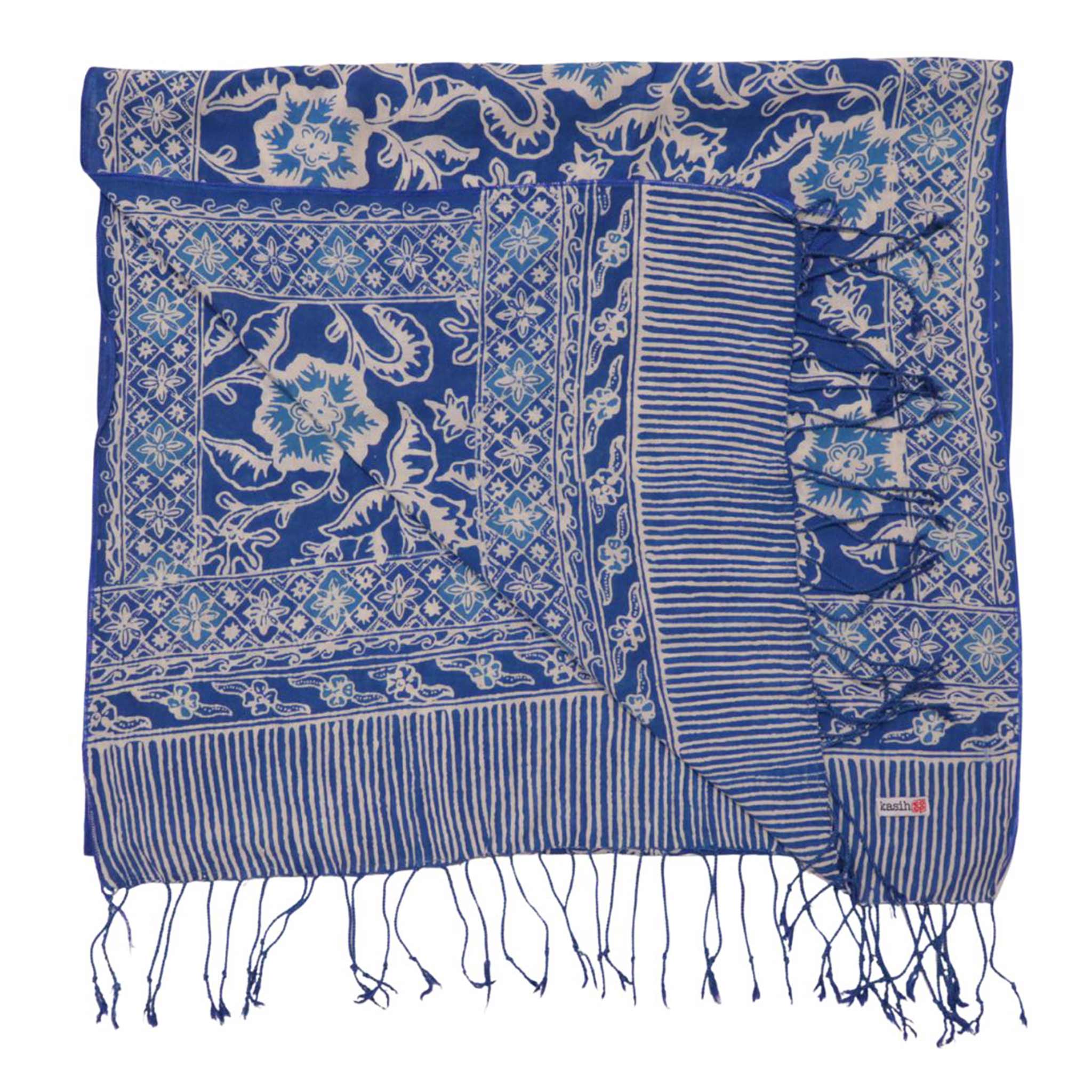 Handmade Batik Scarf, 100% Soft Cotton, Blue Tendril Scarves La Vie Bien Handmade Batik Scarf, 100% Soft Cotton, Blue Tendril