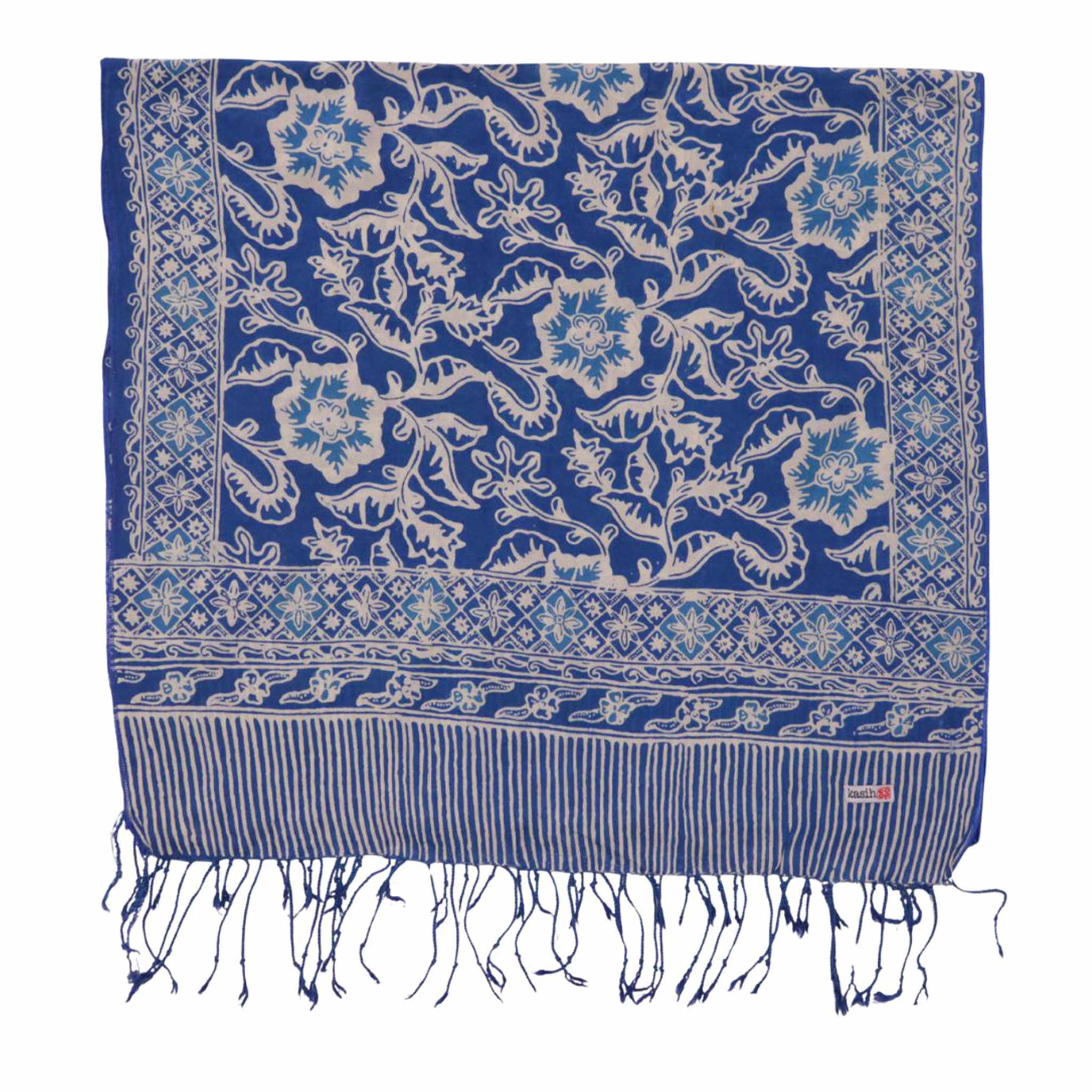 Handmade Batik Scarf, 100% Soft Cotton, Blue Tendril Scarves La Vie Bien Handmade Batik Scarf, 100% Soft Cotton, Blue Tendril