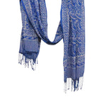 Handmade Batik Scarf, 100% Soft Cotton, Blue White, Tidal Flow Scarves La Vie Bien Handmade Batik Scarf, 100% Soft Cotton, Blue White, Tidal Flow