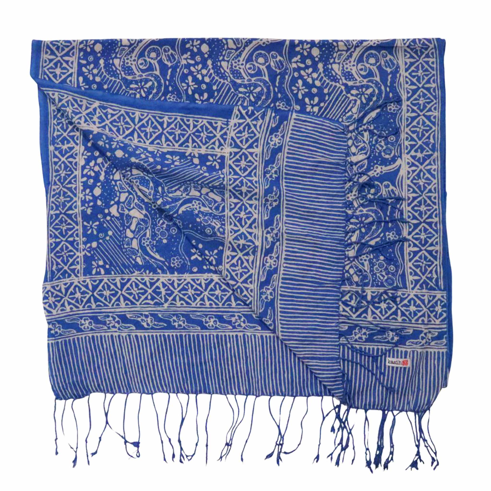 Handmade Batik Scarf, 100% Soft Cotton, Blue White, Tidal Flow Scarves La Vie Bien Handmade Batik Scarf, 100% Soft Cotton, Blue White, Tidal Flow
