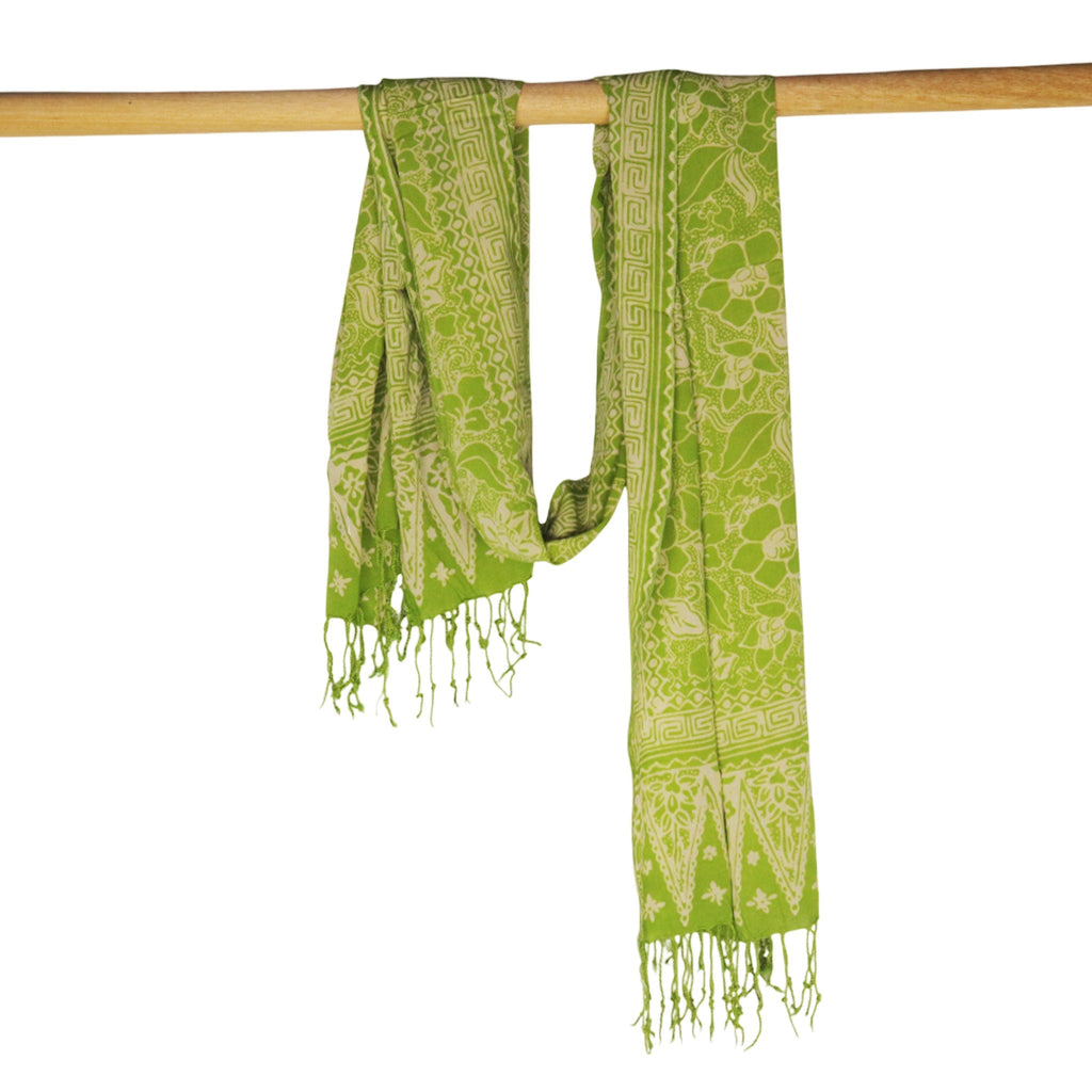 Handmade Batik Scarf - 100% Soft Cotton - Spotted Flowers Green Scarves La Vie Bien Handmade Batik Scarf - 100% Soft Cotton - Spotted Flowers Green