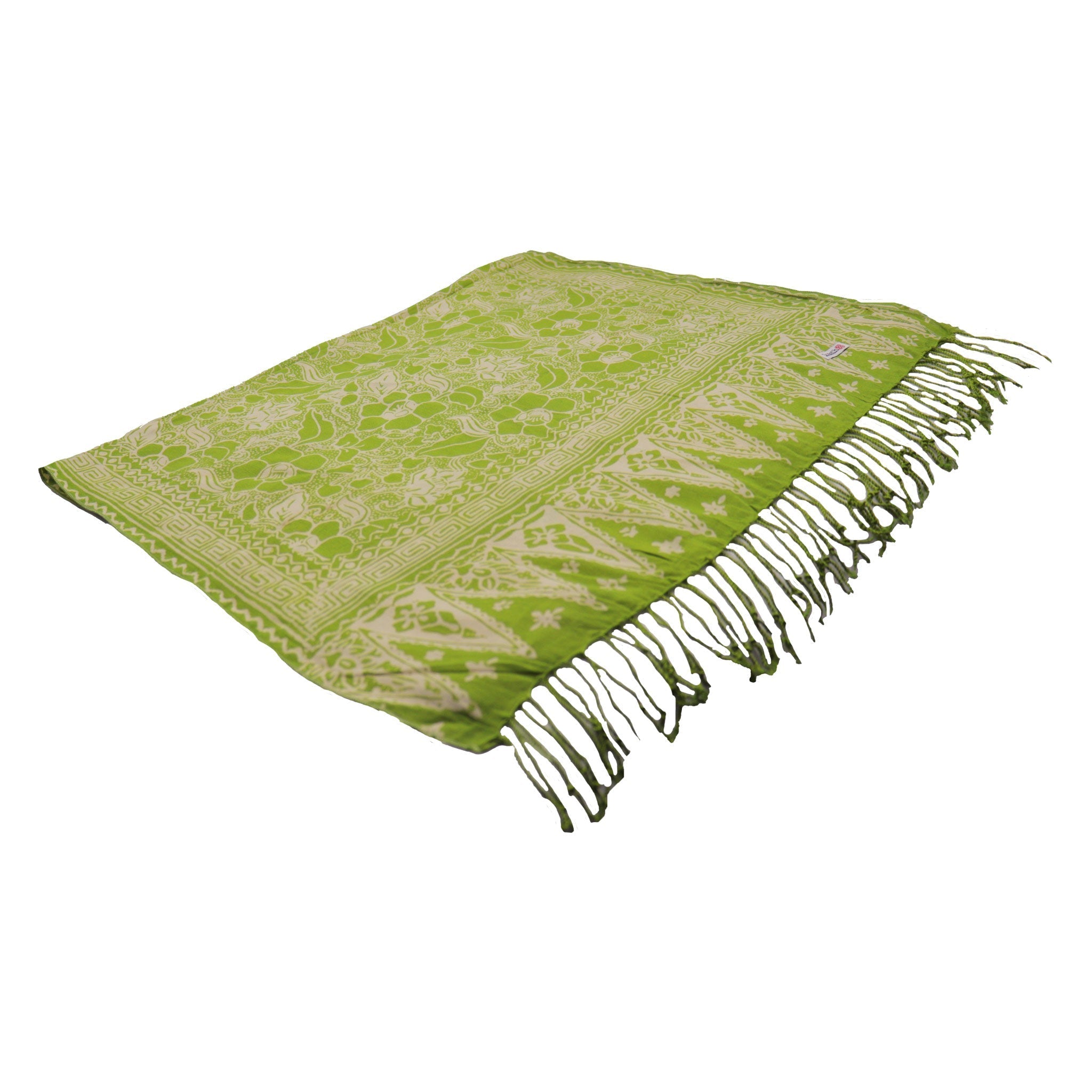 Handmade Batik Scarf - 100% Soft Cotton - Spotted Flowers Green Scarves La Vie Bien Handmade Batik Scarf - 100% Soft Cotton - Spotted Flowers Green