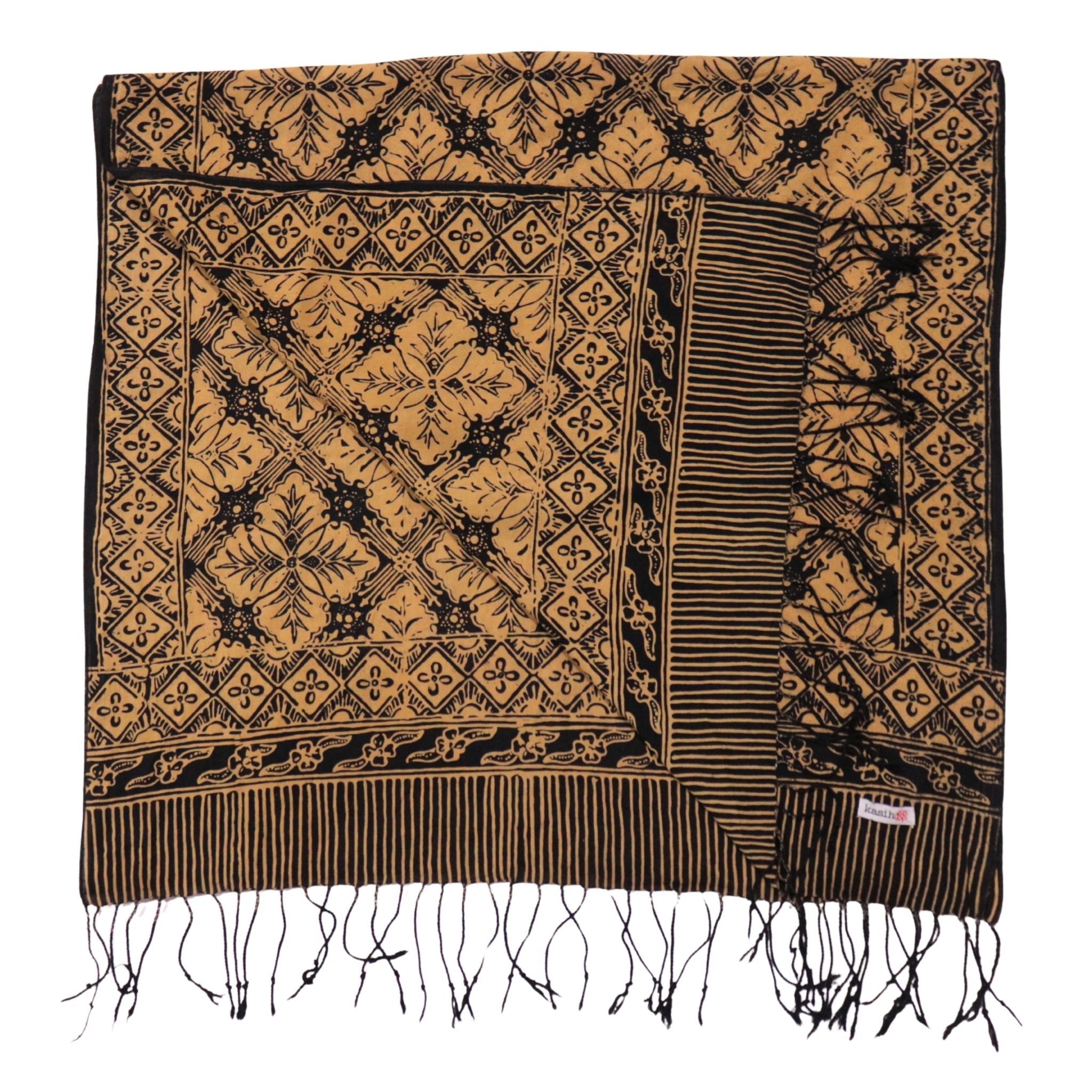 Handmade Batik Scarf, Black Brown Harvest, Hand Dyed, 100% Cotton Scarves La Vie Bien Handmade Batik Scarf, Black Brown Harvest, Hand Dyed, 100% Cotton