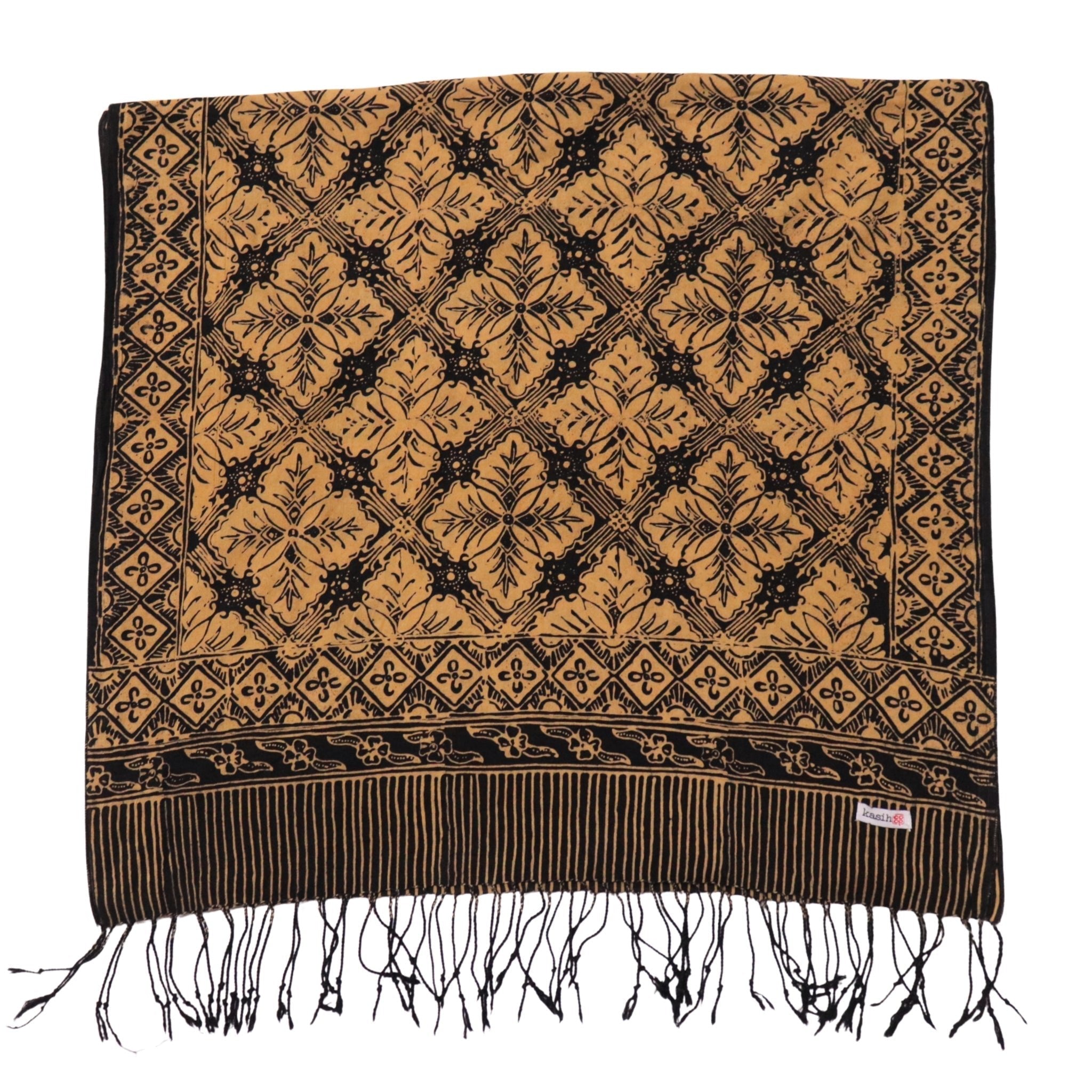 Handmade Batik Scarf, Black Brown Harvest, Hand Dyed, 100% Cotton Scarves La Vie Bien Handmade Batik Scarf, Black Brown Harvest, Hand Dyed, 100% Cotton