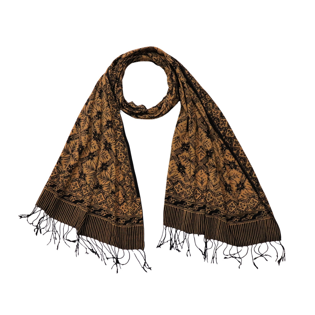 Handmade Batik Scarf, Black Brown Harvest, Hand Dyed, 100% Cotton Scarves La Vie Bien Handmade Batik Scarf, Black Brown Harvest, Hand Dyed, 100% Cotton