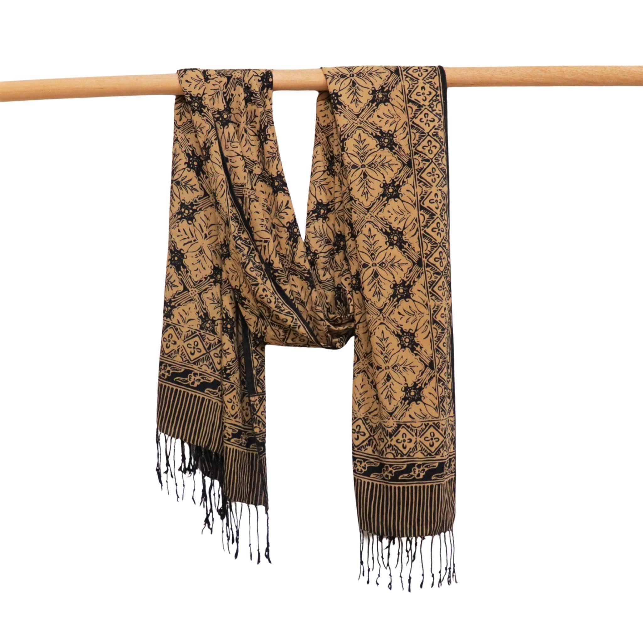 Handmade Batik Scarf, Black Brown Harvest, Hand Dyed, 100% Cotton Scarves La Vie Bien Handmade Batik Scarf, Black Brown Harvest, Hand Dyed, 100% Cotton
