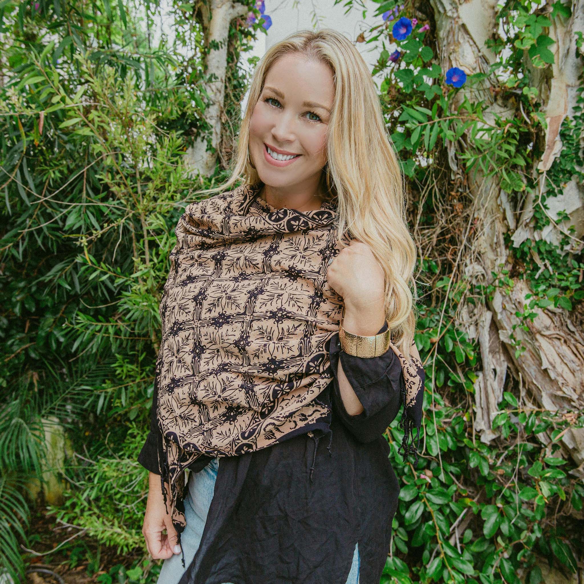 Handmade Batik Scarf, Black Brown Harvest, Hand Dyed, 100% Cotton Scarves La Vie Bien Handmade Batik Scarf, Black Brown Harvest, Hand Dyed, 100% Cotton