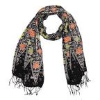Handmade Batik Scarf Black, Orange, Green, Berries 100% Soft Cotton Dusk Petal Scarves La Vie Bien Handmade Batik Scarf Black, Orange, Green, Berries 100% Soft Cotton Dusk Petal