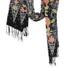 Handmade Batik Scarf Black, Orange, Green, Berries 100% Soft Cotton Dusk Petal Scarves La Vie Bien Handmade Batik Scarf Black, Orange, Green, Berries 100% Soft Cotton Dusk Petal