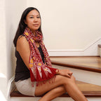 Handmade Batik Scarf - Cotton - Foliage in Red Scarves La Vie Bien Handmade Batik Scarf - Cotton - Foliage in Red