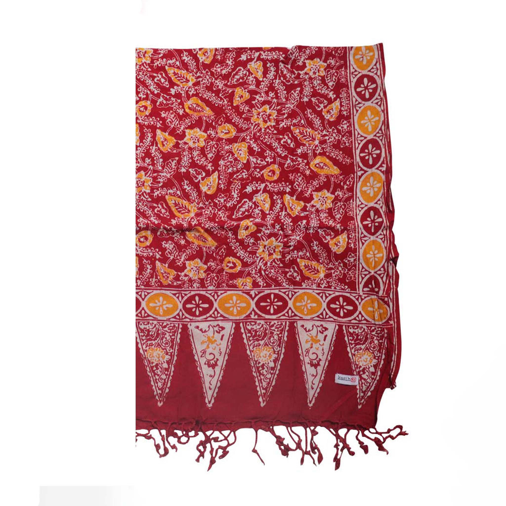 Handmade Batik Scarf - Cotton - Foliage in Red Scarves La Vie Bien Handmade Batik Scarf - Cotton - Foliage in Red