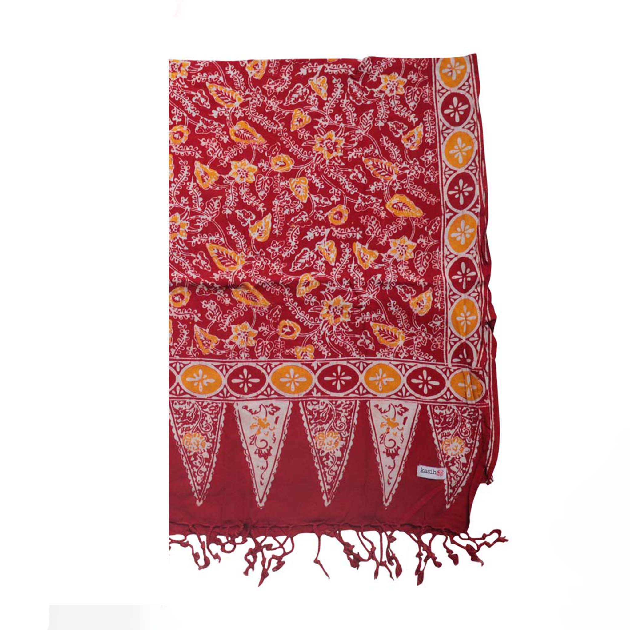 Handmade Batik Scarf - Cotton - Foliage in Red Scarves La Vie Bien Handmade Batik Scarf - Cotton - Foliage in Red