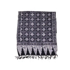 Handmade Batik Scarf - Cotton - Hibiscus Flower, Black, White Scarves La Vie Bien Handmade Batik Scarf - Cotton - Hibiscus Flower, Black, White