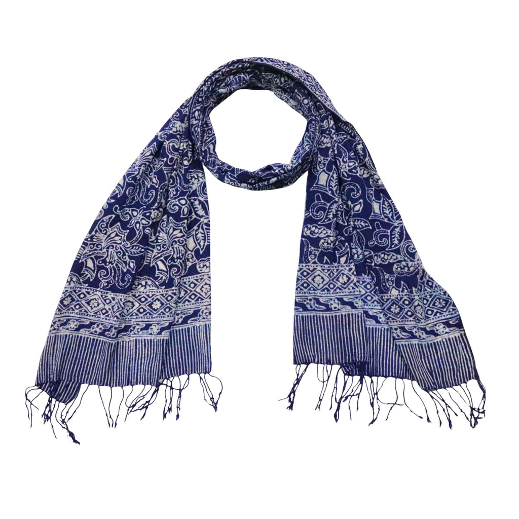 Handmade Batik Scarf - Cotton - Wings, Blue Scarves La Vie Bien Handmade Batik Scarf - Cotton - Wings, Blue