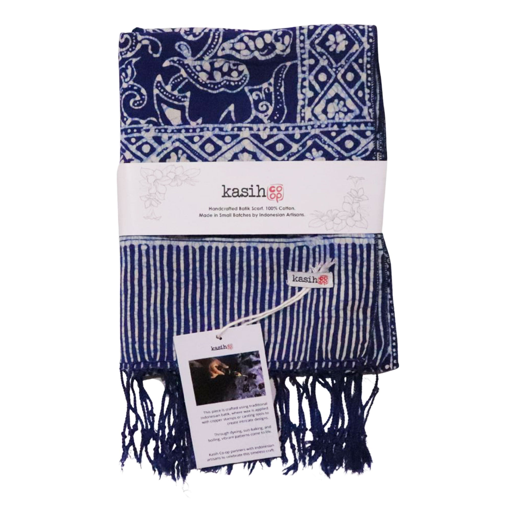 Handmade Batik Scarf - Cotton - Wings, Blue Scarves La Vie Bien Handmade Batik Scarf - Cotton - Wings, Blue