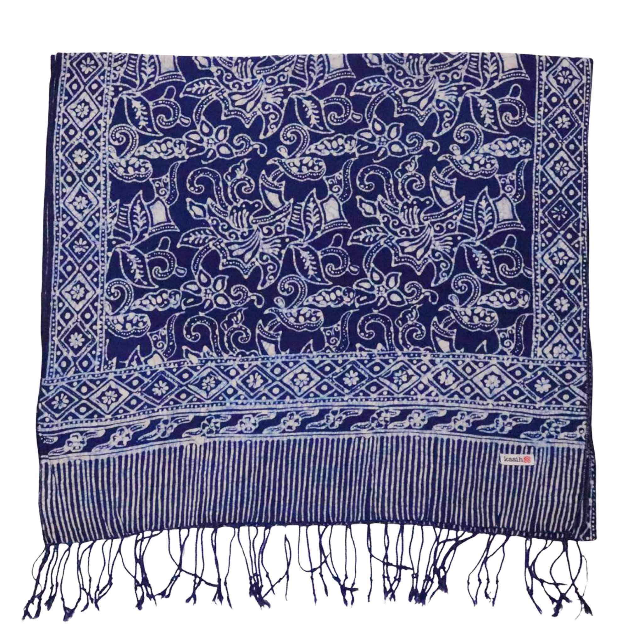 Handmade Batik Scarf - Cotton - Wings, Blue Scarves La Vie Bien Handmade Batik Scarf - Cotton - Wings, Blue
