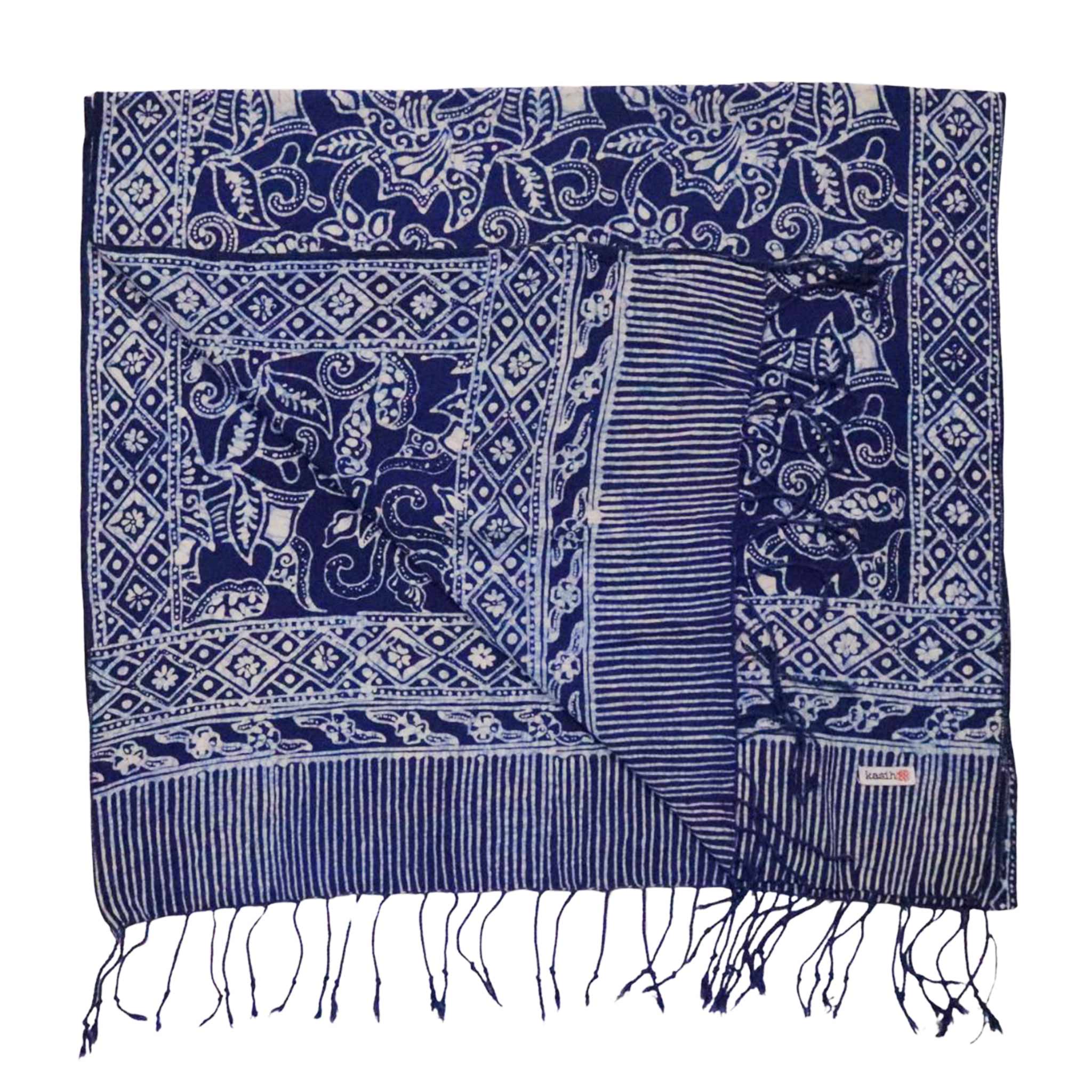 Handmade Batik Scarf - Cotton - Wings, Blue Scarves La Vie Bien Handmade Batik Scarf - Cotton - Wings, Blue