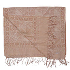 Handmade Batik Scarf - soft Cotton - Apricot Grid, Peach, Coral by Kasih Co-op