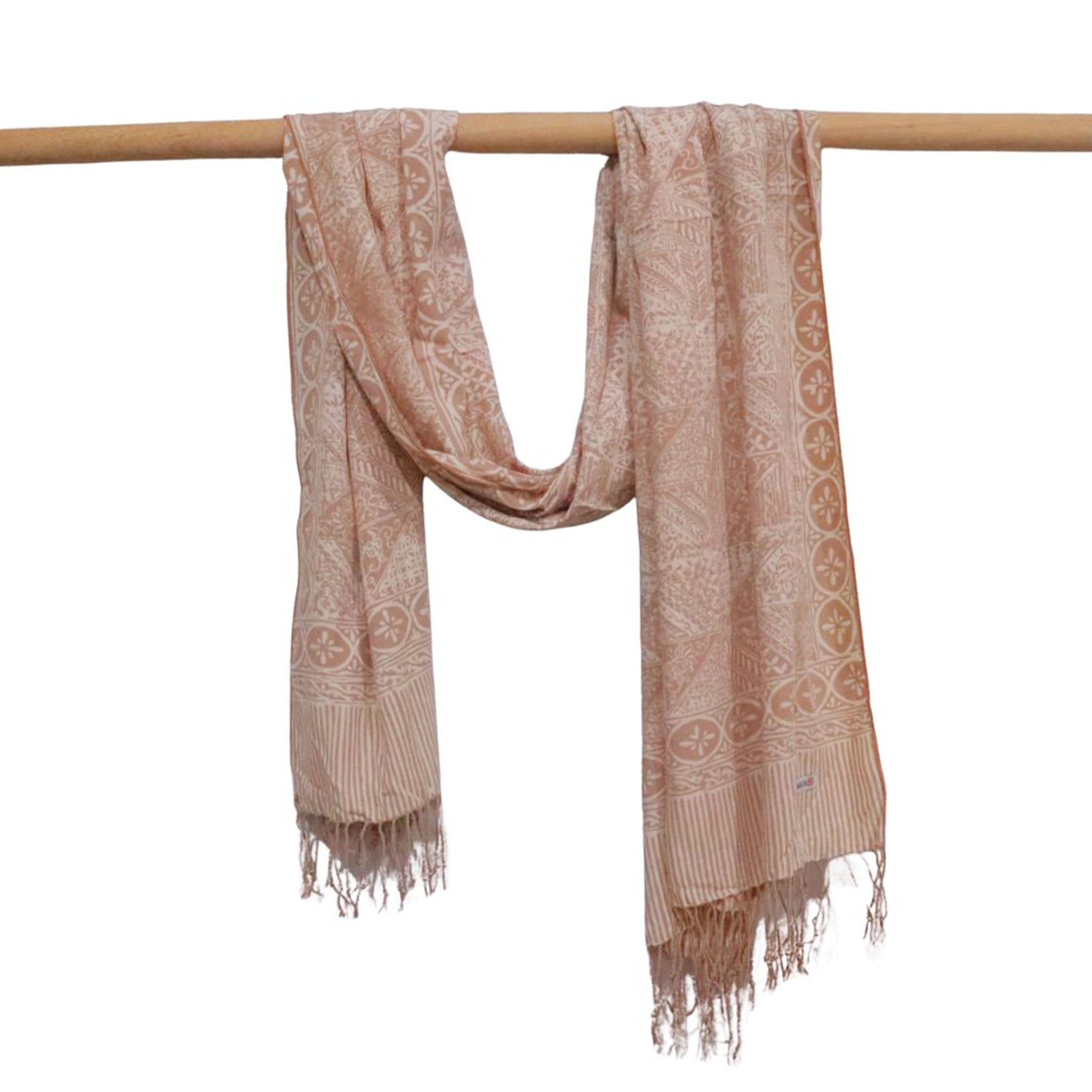 Handmade Batik Scarf - soft Cotton - Apricot Grid, Peach, Coral Scarves La Vie Bien Handmade Batik Scarf - soft Cotton - Apricot Grid, Peach, Coral