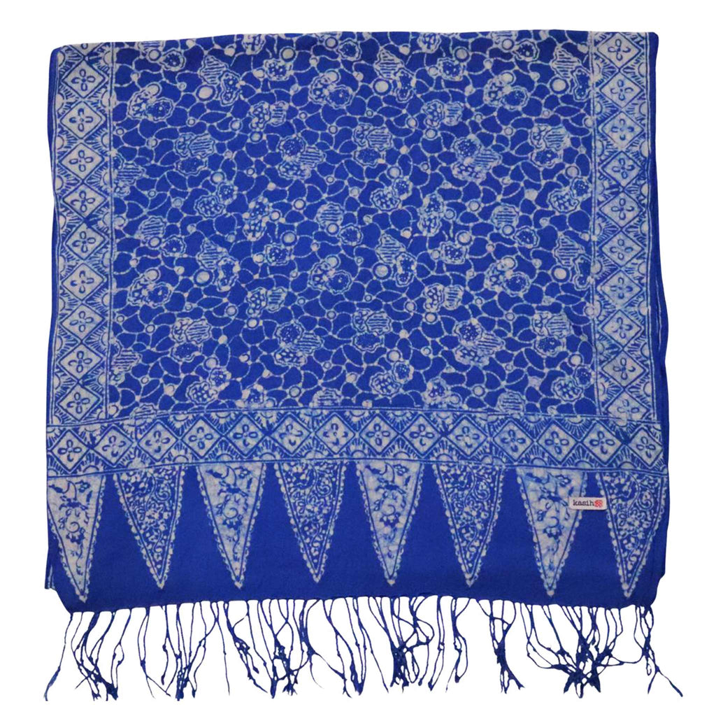 Handmade Batik Scarf, soft Cotton, Boulder, Blue, Light Blue, White Scarves La Vie Bien Handmade Batik Scarf, soft Cotton, Boulder, Blue, Light Blue, White
