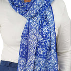 Handmade Batik Scarf, soft Cotton, Boulder, Blue, Light Blue, White Scarves La Vie Bien Handmade Batik Scarf, soft Cotton, Boulder, Blue, Light Blue, White
