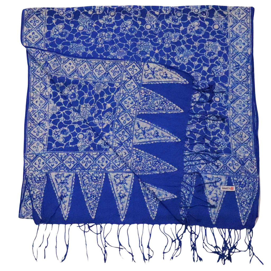 Handmade Batik Scarf, soft Cotton, Boulder, Blue, Light Blue, White Scarves La Vie Bien Handmade Batik Scarf, soft Cotton, Boulder, Blue, Light Blue, White