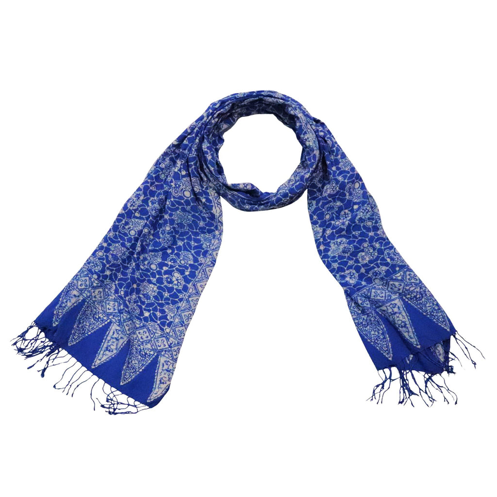 Handmade Batik Scarf, soft Cotton, Boulder, Blue, Light Blue, White Scarves La Vie Bien Handmade Batik Scarf, soft Cotton, Boulder, Blue, Light Blue, White