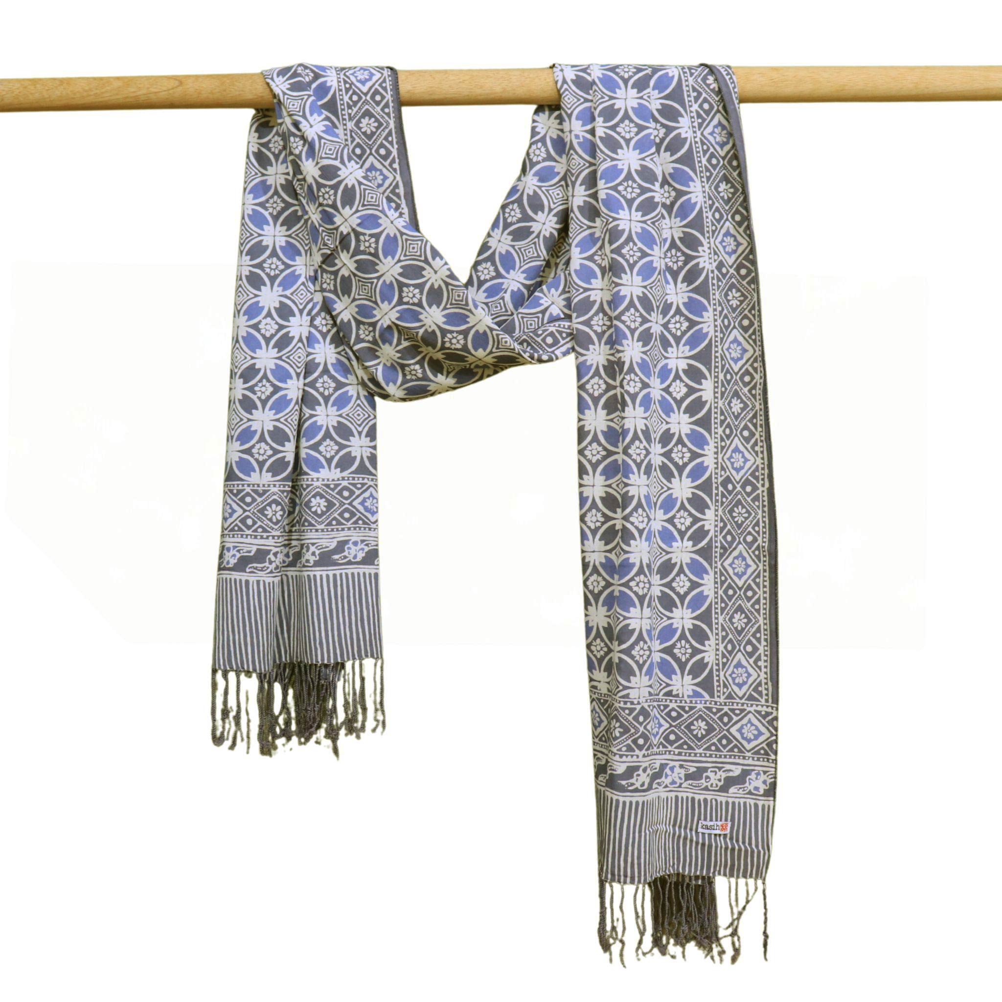 Handmade Batik Scarf - soft Cotton - Charcoal Grey Scarves La Vie Bien Handmade Batik Scarf - soft Cotton - Charcoal Grey