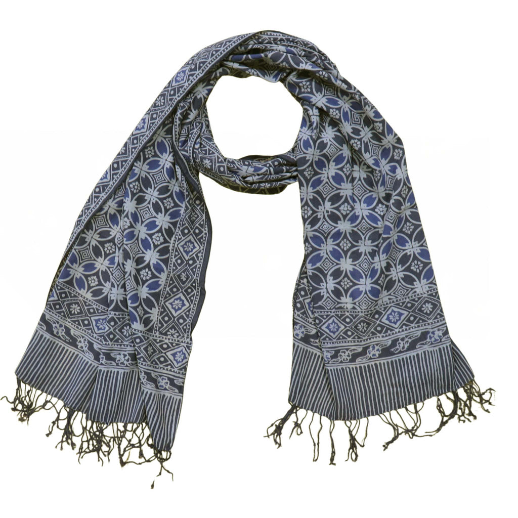 Handmade Batik Scarf - soft Cotton - Charcoal Grey Scarves La Vie Bien Handmade Batik Scarf - soft Cotton - Charcoal Grey