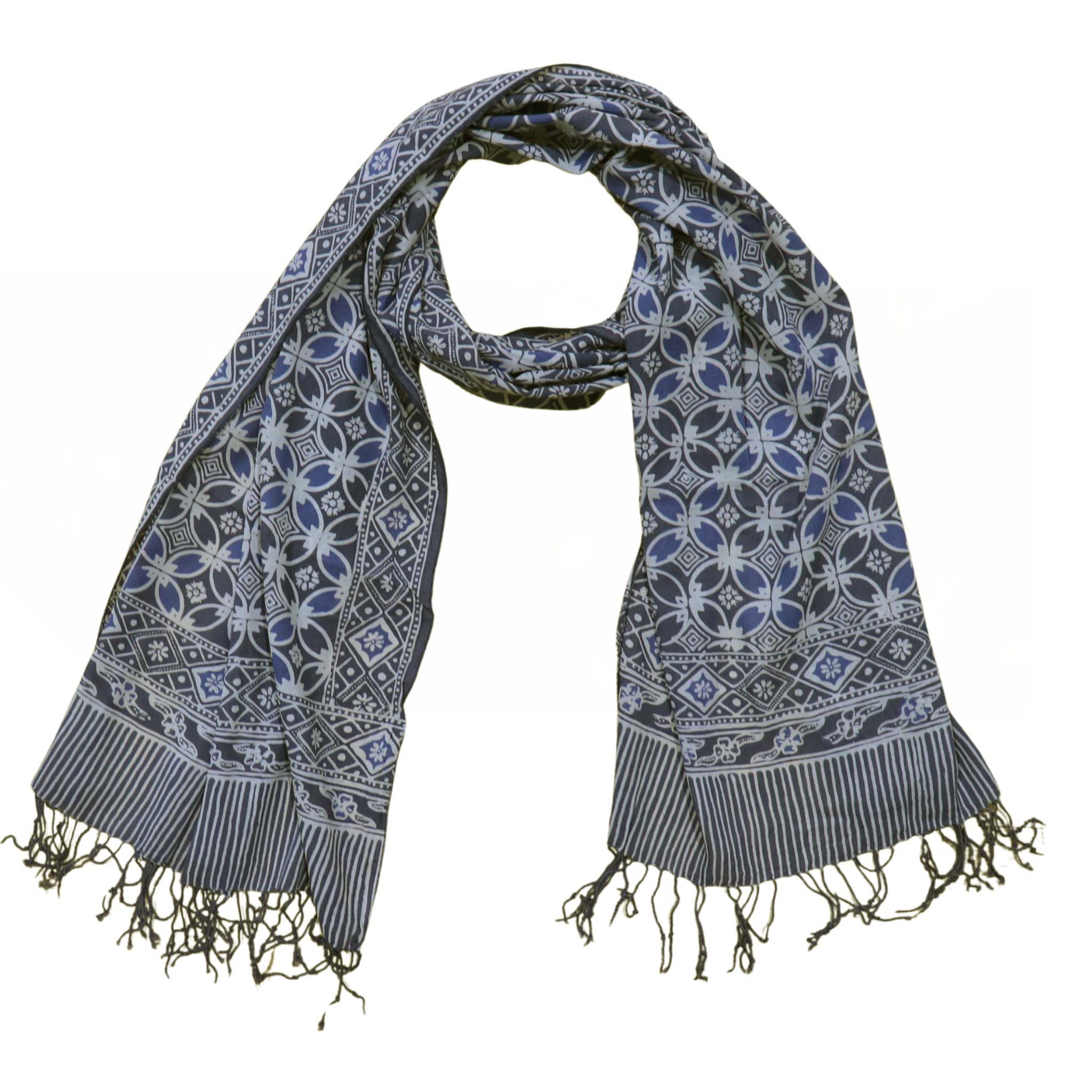 Handmade Batik Scarf - soft Cotton - Charcoal Grey Scarves La Vie Bien Handmade Batik Scarf - soft Cotton - Charcoal Grey