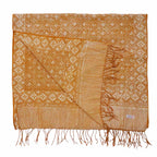 Handmade Batik Scarf, Soft Cotton, Frangipani, Kamboja, Yellow, Brown, Cream, Fall, Autumn Scarves La Vie Bien Handmade Batik Scarf, Soft Cotton, Frangipani, Kamboja, Yellow, Brown, Cream, Fall, Autumn