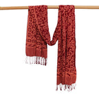 Handmade Batik Scarf, Soft Cotton, Loop, Red, Burgundy Scarves La Vie Bien Handmade Batik Scarf, Soft Cotton, Loop, Red, Burgundy