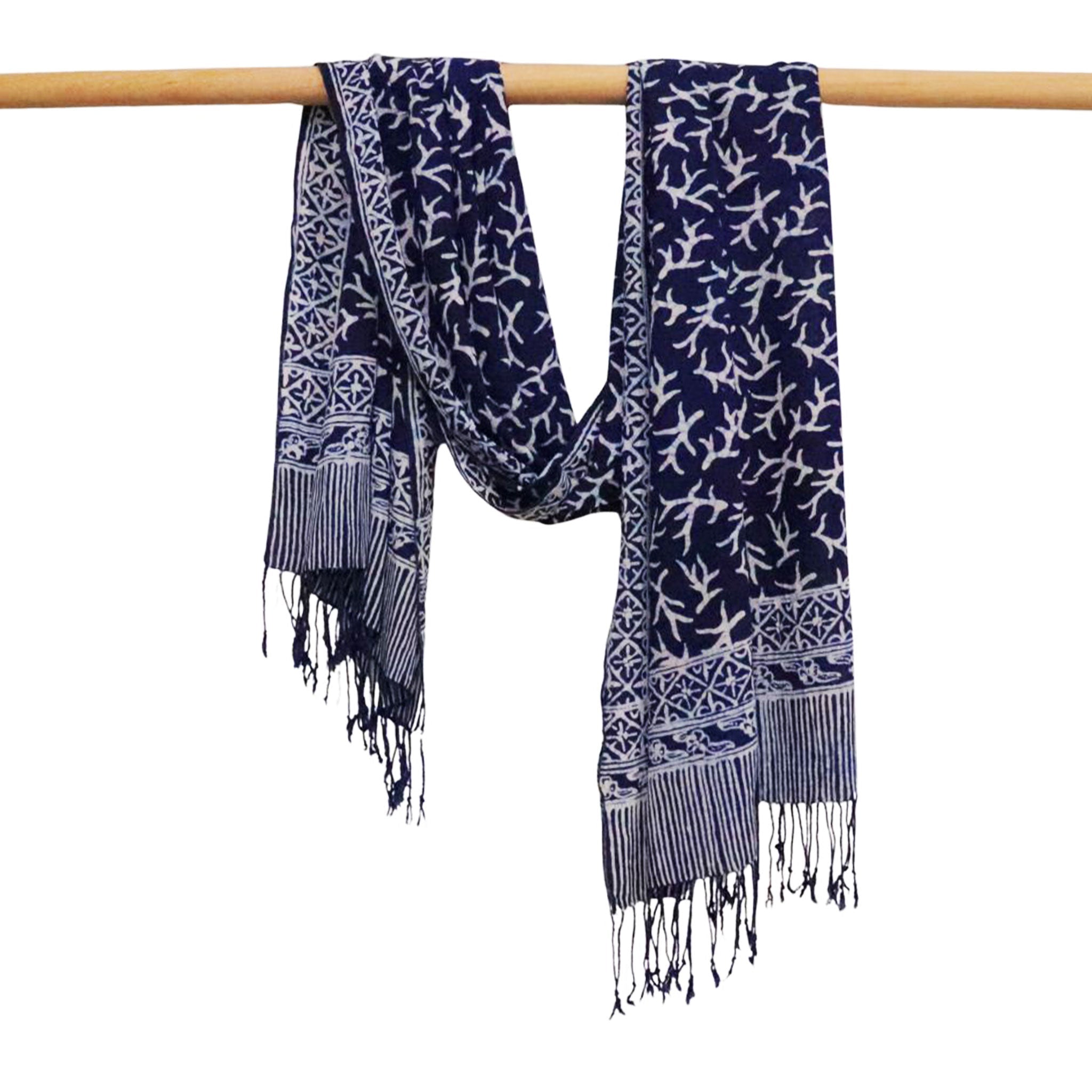 Handmade Batik Scarf - Soft Cotton - Mark, Blue Scarves La Vie Bien Handmade Batik Scarf - Soft Cotton - Mark, Blue