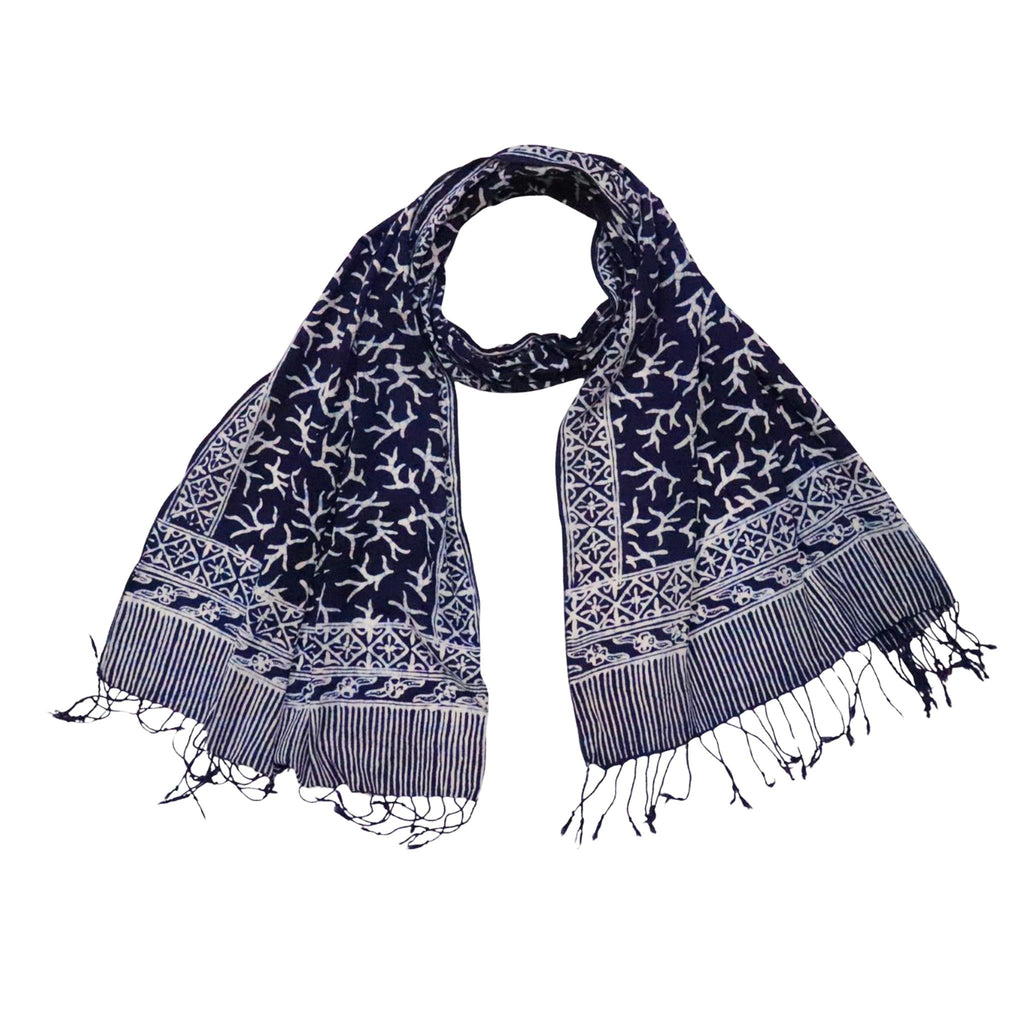 Handmade Batik Scarf - Soft Cotton - Mark, Blue Scarves La Vie Bien Handmade Batik Scarf - Soft Cotton - Mark, Blue