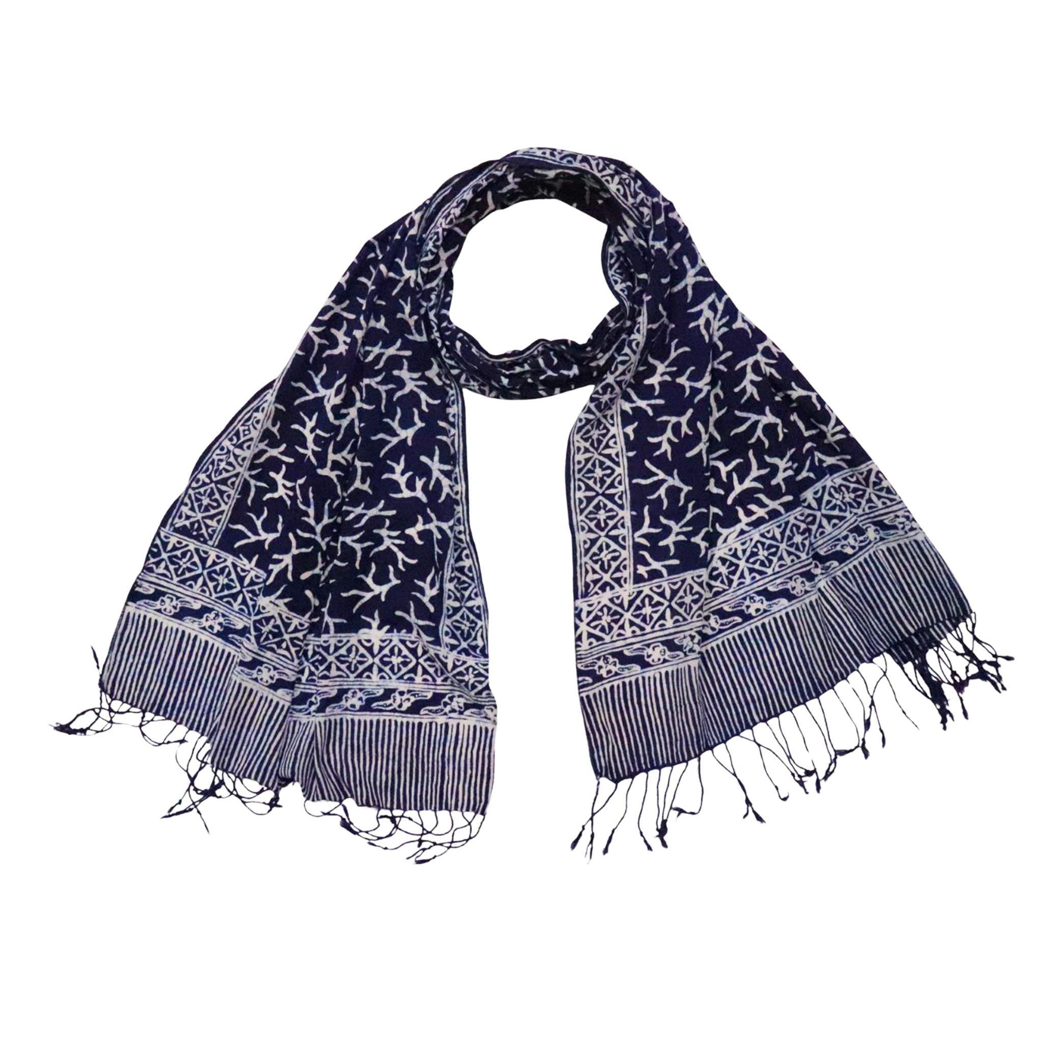 Handmade Batik Scarf - Soft Cotton - Mark, Blue Scarves La Vie Bien Handmade Batik Scarf - Soft Cotton - Mark, Blue