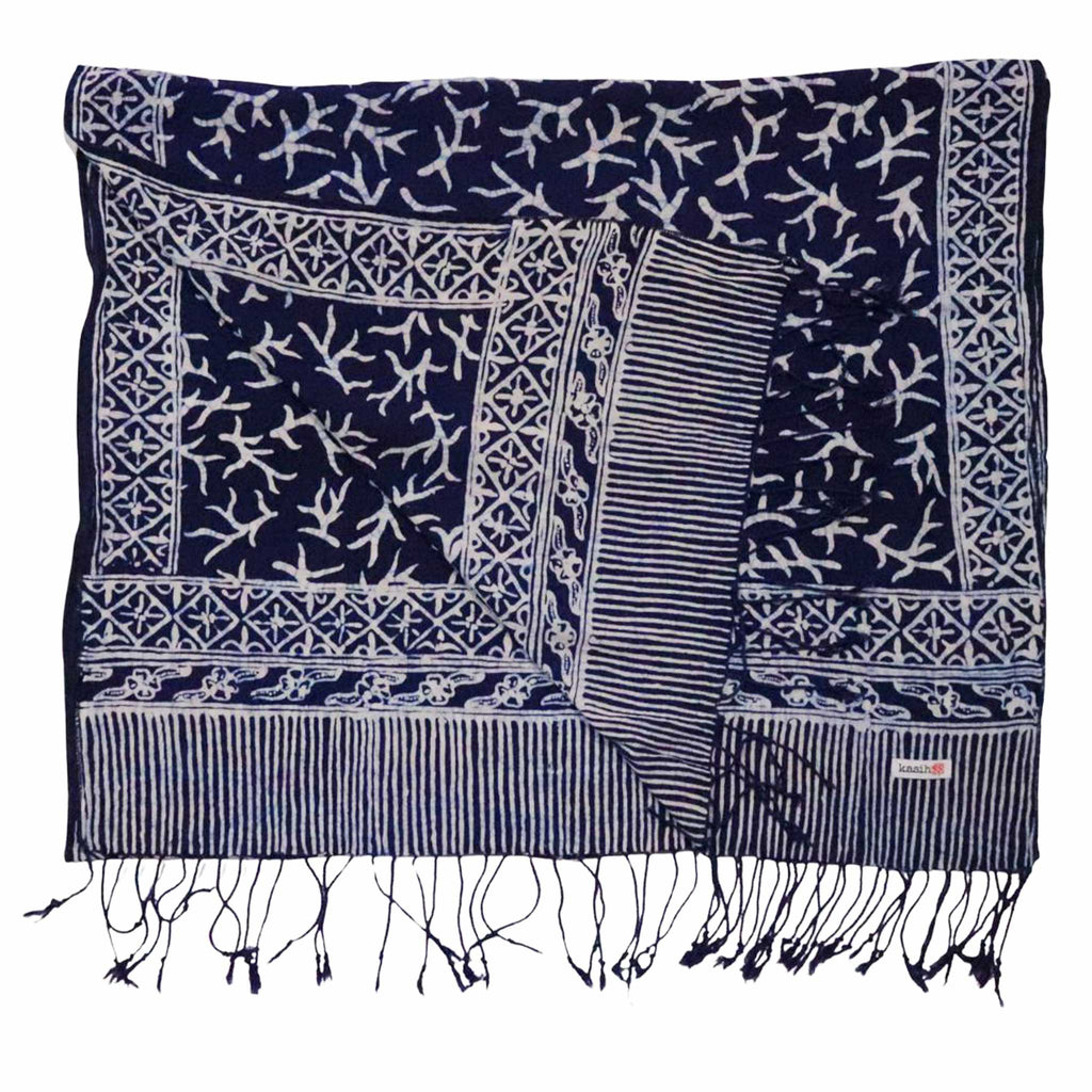 Handmade Batik Scarf - Soft Cotton - Mark, Blue Scarves La Vie Bien Handmade Batik Scarf - Soft Cotton - Mark, Blue