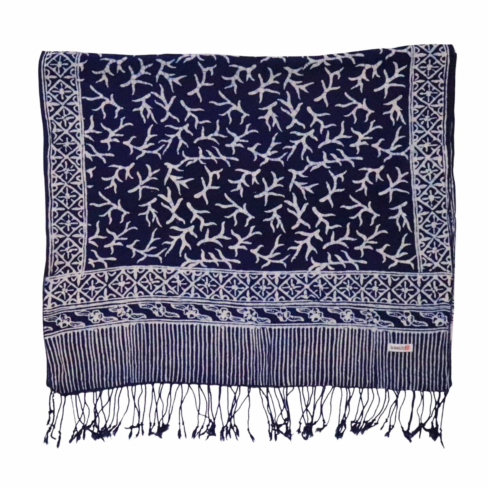 Handmade Batik Scarf - Soft Cotton - Mark, Blue Scarves La Vie Bien Handmade Batik Scarf - Soft Cotton - Mark, Blue