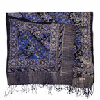 Handmade Batik Scarf, Soft Cotton, Midnight Autumn, Blue Black Navy, White Scarves La Vie Bien Handmade Batik Scarf, Soft Cotton, Midnight Autumn, Blue Black Navy, White