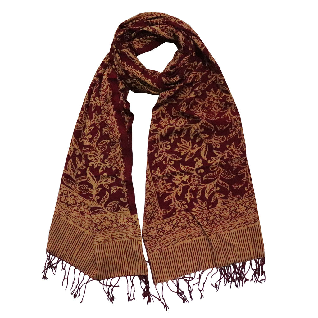 Handmade Batik Scarf, Soft Cotton, Red Burgundy Auburn Cherish Scarves La Vie Bien Handmade Batik Scarf, Soft Cotton, Red Burgundy Auburn Cherish