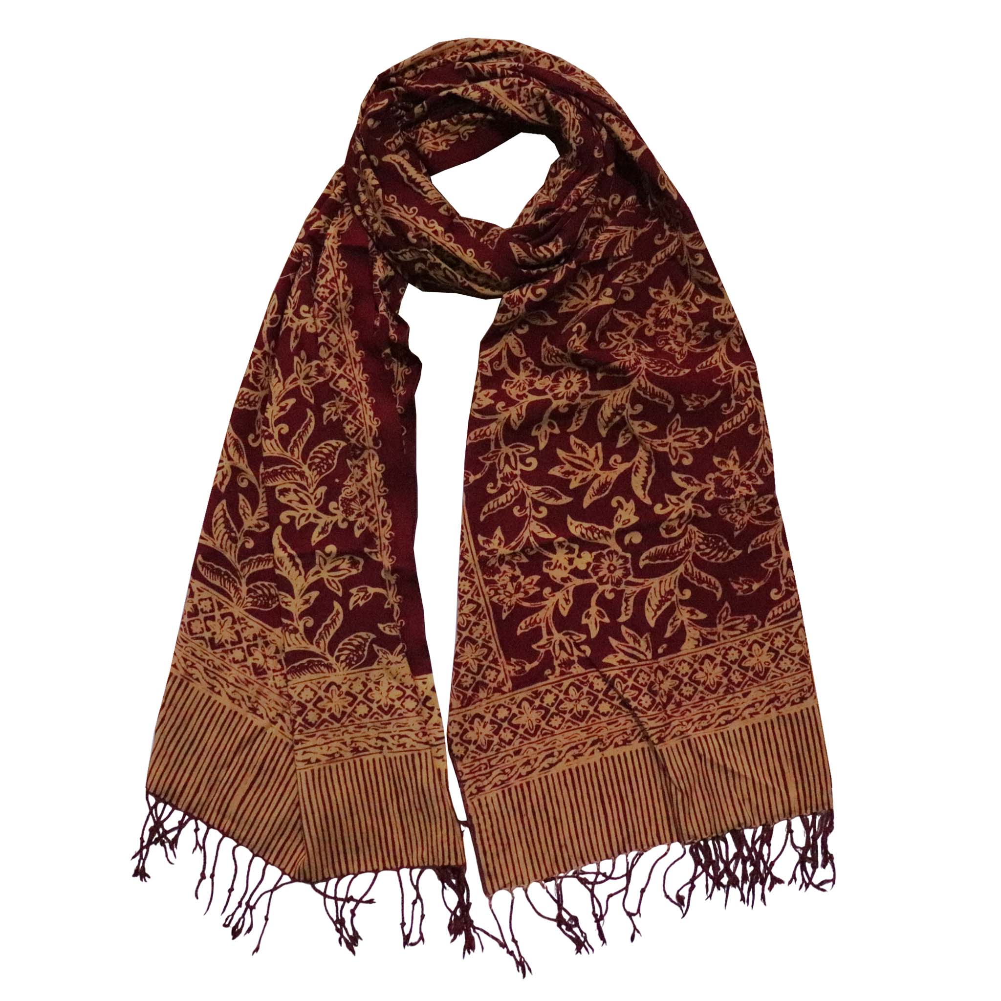Handmade Batik Scarf, Soft Cotton, Red Burgundy Auburn Cherish Scarves La Vie Bien Handmade Batik Scarf, Soft Cotton, Red Burgundy Auburn Cherish