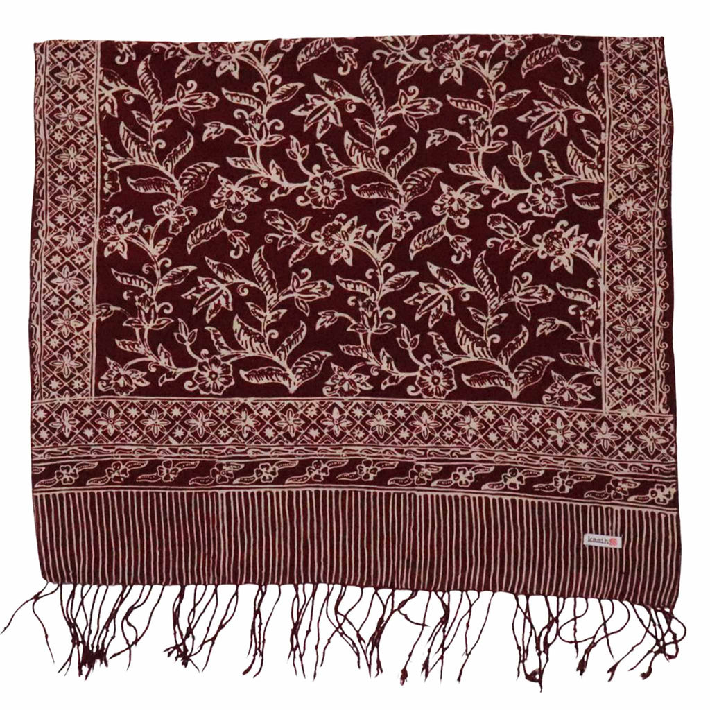 Handmade Batik Scarf, soft Cotton, Red White Cherish, Burgundy Scarves La Vie Bien Handmade Batik Scarf, soft Cotton, Red White Cherish, Burgundy