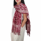 Handmade Batik Scarf, soft Cotton, Red White Cherish, Burgundy Scarves La Vie Bien Handmade Batik Scarf, soft Cotton, Red White Cherish, Burgundy