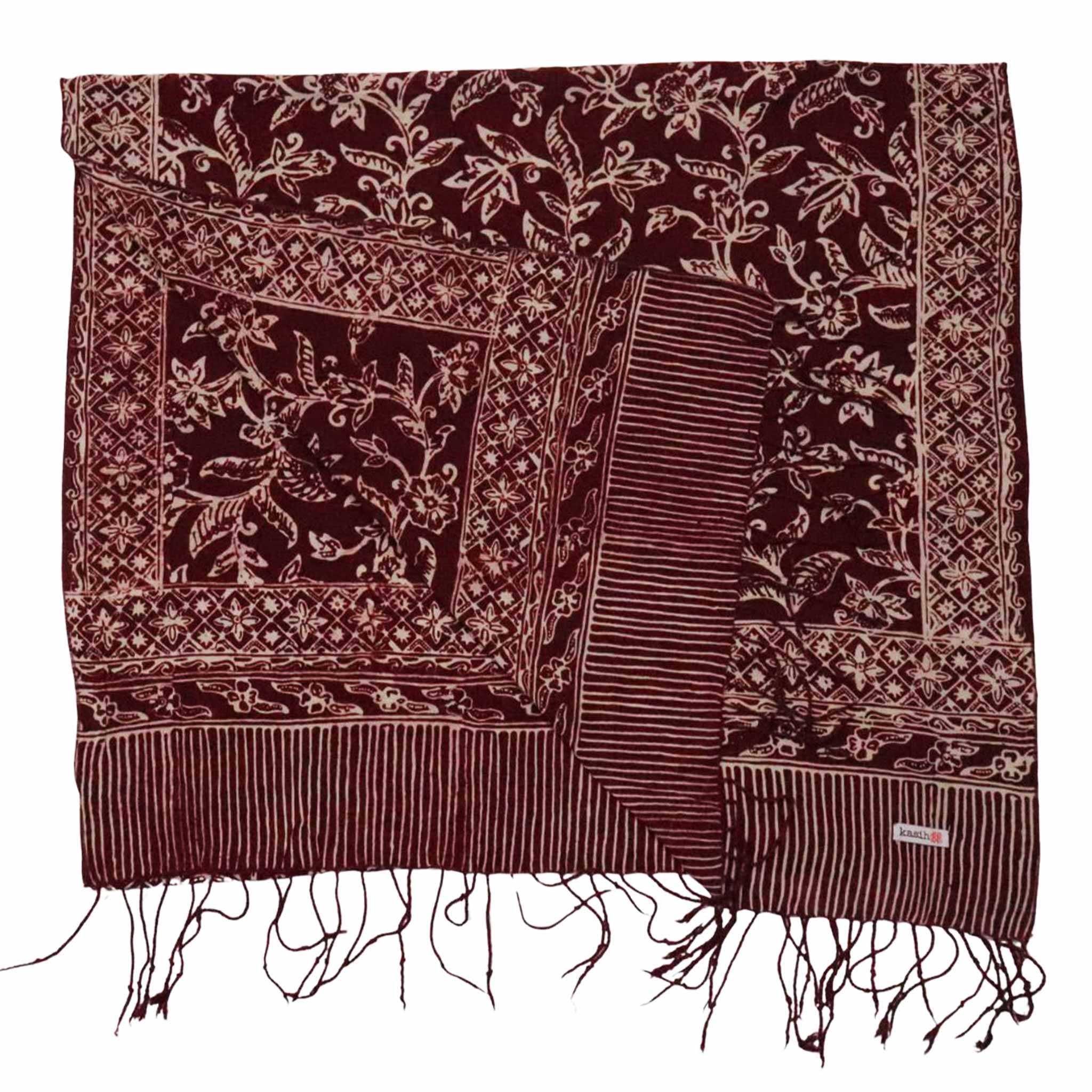 Handmade Batik Scarf, soft Cotton, Red White Cherish, Burgundy Scarves La Vie Bien Handmade Batik Scarf, soft Cotton, Red White Cherish, Burgundy