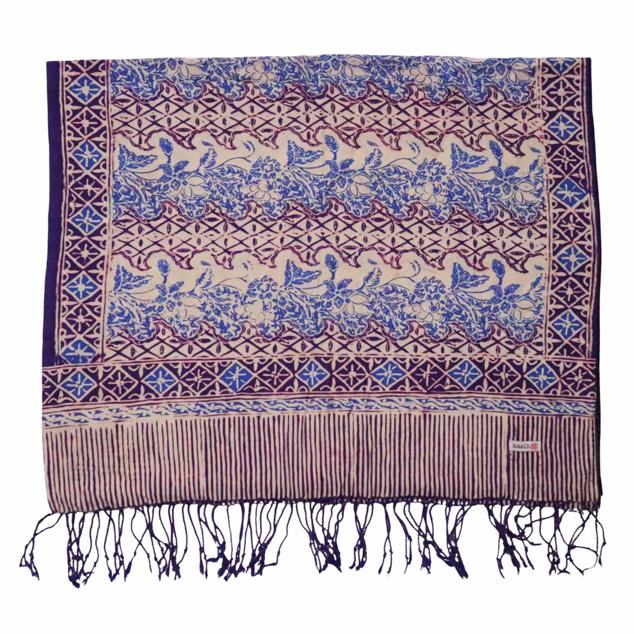 Handmade Batik Scarf - soft Cotton - Vines in Navy Blue Scarves La Vie Bien Handmade Batik Scarf - soft Cotton - Vines in Navy Blue