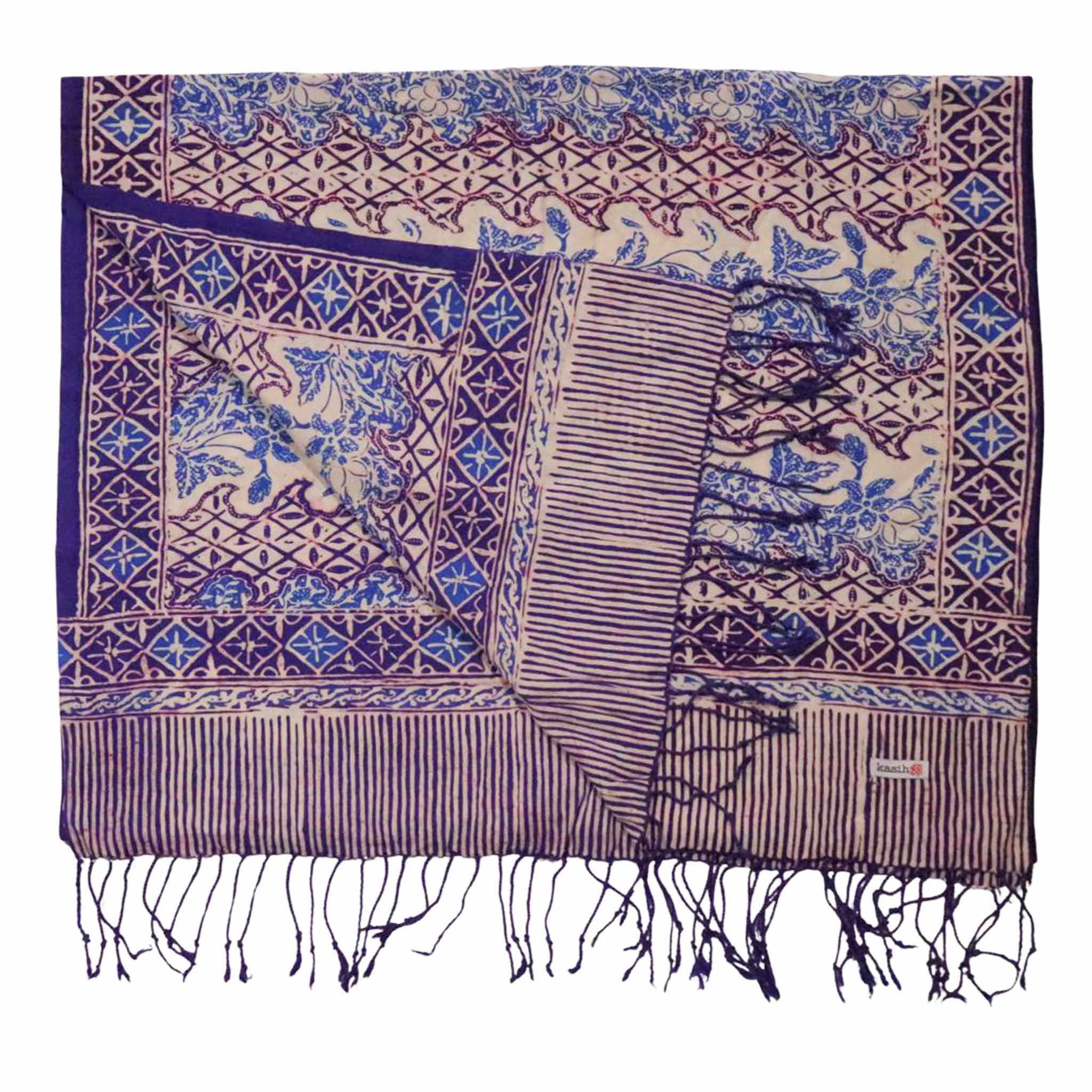 Handmade Batik Scarf - soft Cotton - Vines in Navy Blue Scarves La Vie Bien Handmade Batik Scarf - soft Cotton - Vines in Navy Blue